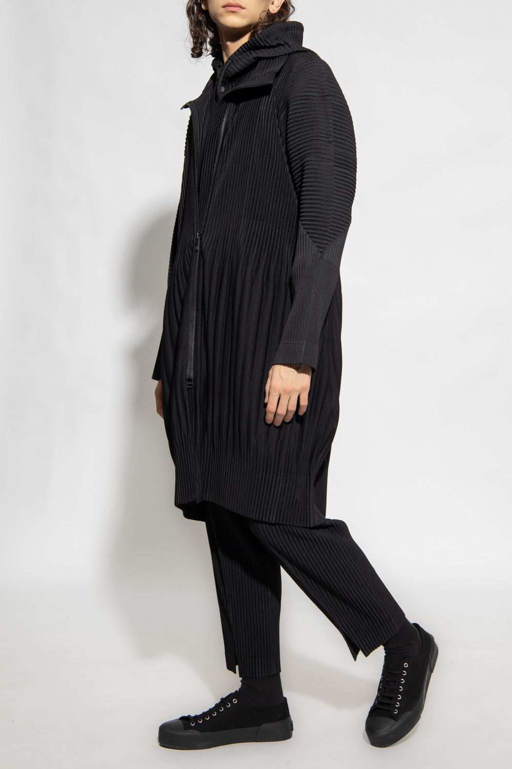Black Pleated coat Issey Miyake Homme Plisse COATS MEN
